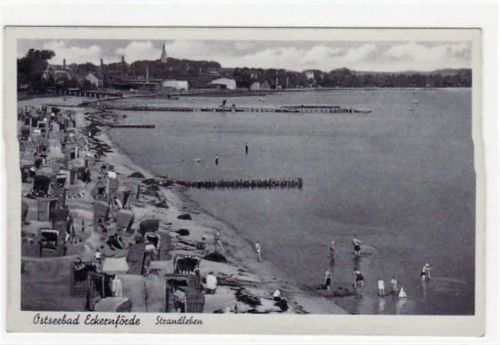 Eckernförde Ecke rnförde mit Strandleben gelaufen, 1938. Gute Erhaltung.