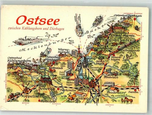 Kühlungsborn Ostsee Dierhagen Mecklenburger Bucht Warnemünde Umgebung Karte Eisenbahn Schiff