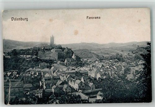 Dillenburg Panorama des Ortes mit Ev. Stadtkirche und dem Wilhelmsturm