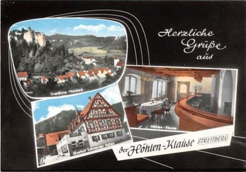 Streitberg mit Gasthof Schwarzer Adler und Höhlen-Klause ungelaufen Gute Erhaltung.