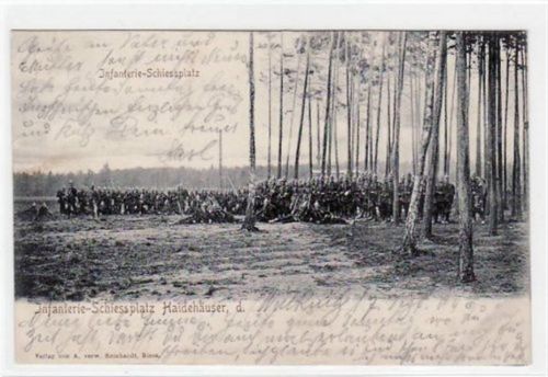 Haidehäuser mit Infanterie - Schiessplatz gelaufen von 1904. Gute Erhaltung.