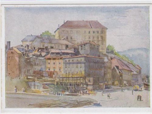 Linz AK vom Heimatwerk Oberdonau, E. V., Linz an der Donau. Nach einem Aquarell von F.X. Weidinger, Bad Ischl. Kartenfolge VI: Linz an der Donau und Umgebung, 6. Burg zu Linz. Ungelaufen. Gute Erhaltung.