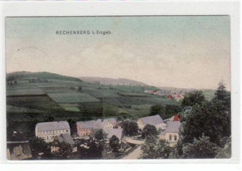 Rechenberg-Bienenmühle Rechenberg mit Teilansicht gelaufen von 1911 kleiner Knick unten rechts und oben links, leicht stockfleckig, sonst gut erhalten.