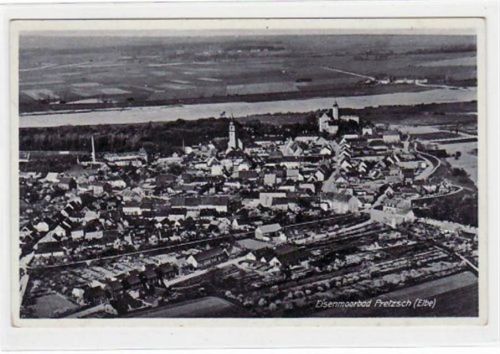 Pretzsch Eisenmoorbad Pretzsch mit Totalansicht gelaufen von 1939. Leichter Stempeldurchdruck, sonst gut erhalten.