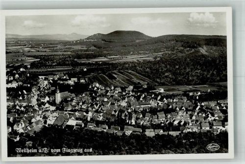 Weilheim 1937 Fliegeraufnahme des Ortes mit der Peterskirche