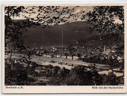 Eberbach Eberbach. ein Blick von der Marienhöhe auf die Stadt gelaufen. Leichter Stempeldurchdruck, Ecken mit Albumabdrücken, sonst gut erhalten