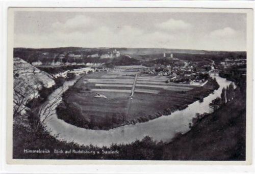 Bad Kösen Bergrestaurant Himmelreich mit Blick auf Rudelsburg und Saaleck ungelaufen Gute Erhaltung.