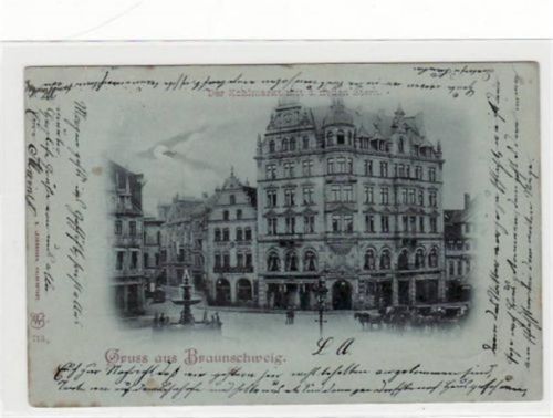 Braunschweig Braunschweig. Kohlmarkt im Mondschein gelaufen, mit Stempel von 1899. Marke entfernt. Leicht fleckig, sonst gut erhalten