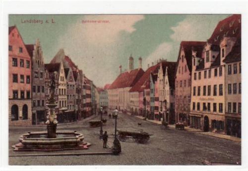 Landsberg am Lech. Herkomerstraße mit Brunnen ungelaufen Top Erhaltung.