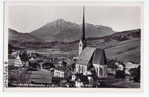 Alm bei Saalfelden am Stein. Meer mit Gesamtansicht gelaufen von 1939. Gute Erhaltung.