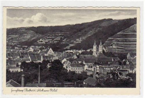 Freyburg Freyburg a.d. Unstrut mit Gesamtansicht gelaufen von ca. 1940, Marke entfernt. Leichter Stempel- und Schriftdurchdruck, sonst gut erhalten.