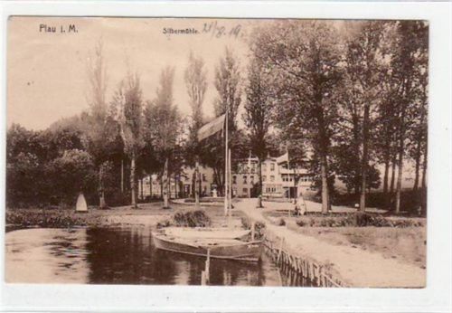 Plau Plau i. Meckl. mit Silbermühle gelaufen von 1919. Leicht bügig, sonst gut erhalten.