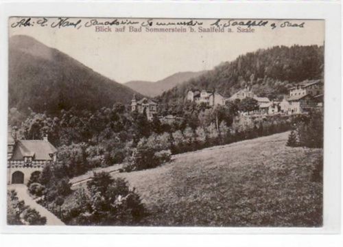 Bad Sommerstein bei Saalfeld mit Gesamtansicht gelaufen von 1919. Gute Erhaltung.