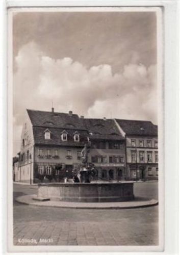 Kölleda mit Markt und Brunnen ungelaufen kleiner Knick oben links, sonst gut erhalten.