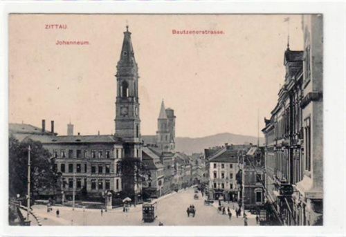 Zittau Zittau mit Johanneum und Bautznerstraße ungelaufen Leicht beschnitten, sonst gut erhalten.