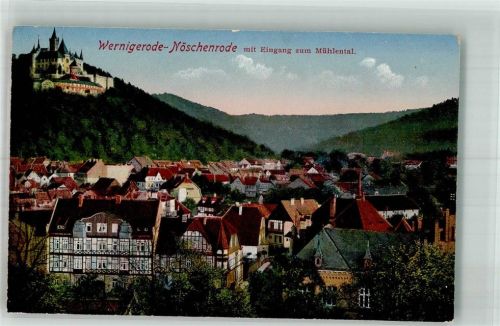 Nöschenrode 1918 Ortsteil von Wernigerode mit dem Schloss und Eingang zum Mühlental Verlag Louis Glaser 6614