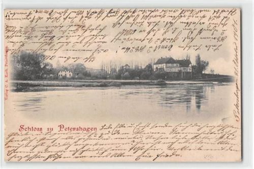 Petershagen. Partie mit Schloss gelaufen. Leicht stockfleckig, sonst gut erhalten