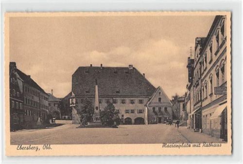 Ebersberg. Marienplatz mit Rathaus ungelaufen Top Erhaltung.