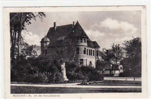 Münster Münster mit Partie an der Kreuzschanze. Feldpost, Stempel von 1918 kleiner Knick oben und unten links, leicht bügig, leicht fleckig, sonst gut erhalten