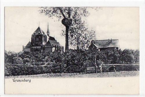 Cranenburg mit Teilansicht gelaufen, mit Marke und Stempel von 1910. Leichter Stempeldurchdruck, sonst gut erhalten