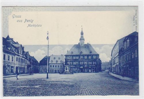 Penig. Marktplatz. Ungelaufen, Albumabdrücke an den Ecken sonst sehr gut erhalten.