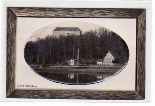 Wolkenburg, Passepartoutkarte mit Schloß gelaufen von 1910. Gute Erhaltung.