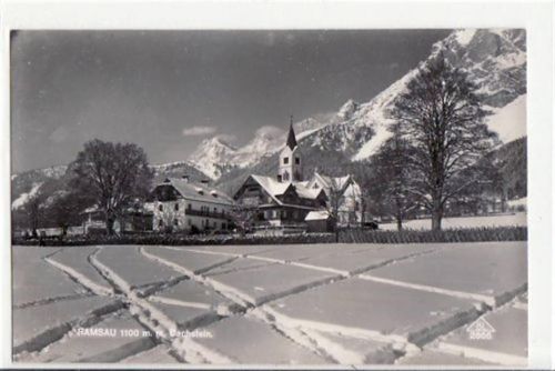 Ramsau mit Winterpartie und Dachstein ungelaufen Albumabdrücke an den Ecken sonst gut erhalten