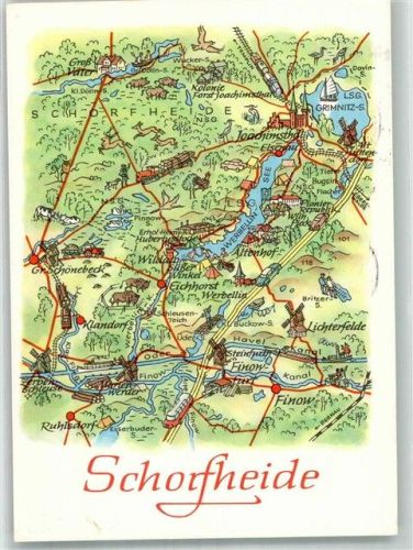 Schorfheide Umgebung Landkarte Windmühle Segelboot