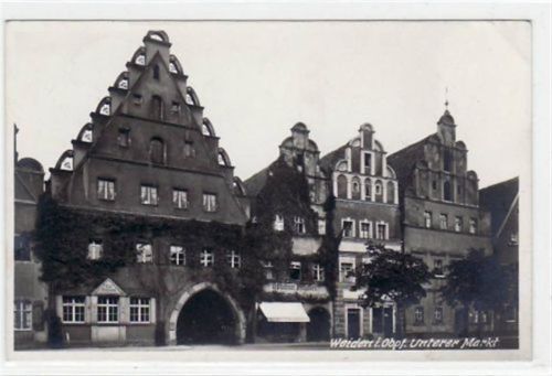 Weiden Weiden mit Häuserreihe am unteren Markt gelaufen von 1936 kleiner Knick oben rechts, leichter Stempeldurchdruck, sonst gut erhalten
