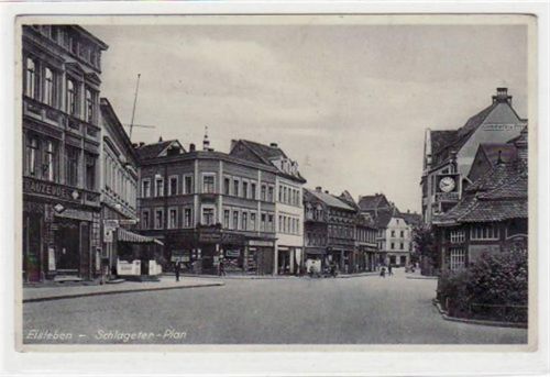 Lutherstadt Eisleben Eisleben mit Schlageter - Plan gelaufen von 1938, Marke beschädigt. Leichter Bug Kartenmitte, sonst gut erhalten.