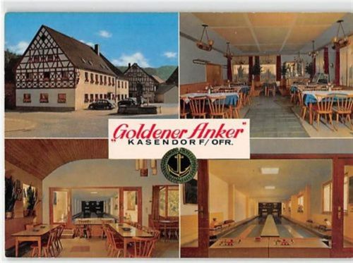 Kasendorf in Oberfranken. ADAC Hotel Goldener Anker mit Kegelbahn ungelaufen Gute Erhaltung.