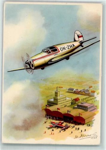 1946 OK-ZHA Flughafen Fahnen sign.