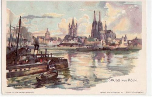Köln Stadt Köln, Künstlerkarte von C. Pfaff mit Blick auf den Dom. ungelaufen frühe Karte, da Anschriftseite noch ungeteilt. Top Erhaltung.