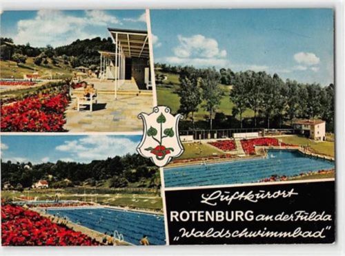 Rotenburg an der Fulda. Waldschwimmbad gelaufen. Leichter Schrift- und Stempeldurchdruck, sonst gut erhalten