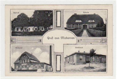 Makensen mit Gasthaus, Molkerei, Schule und Schloß. Karte beschrieben Gute Erhaltung.