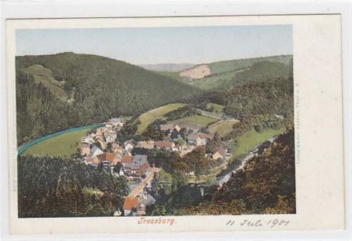 Treseburg Treseburg mit Gesamtansicht. ungelaufen handschriftliches Datum von 1901. Gute Erhaltung.