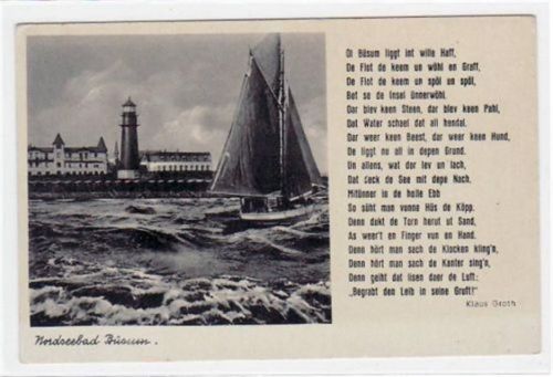 Büsum Büsum mit Leuchtturm, Segelboot und Spruch ungelaufen Gute Erhaltung.