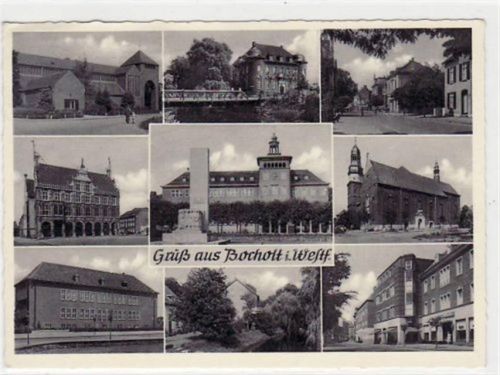 Bocholt mit 9 Abbildungen gelaufen, Marke entfernt kleiner Knick oben links, sonst gut erhalten