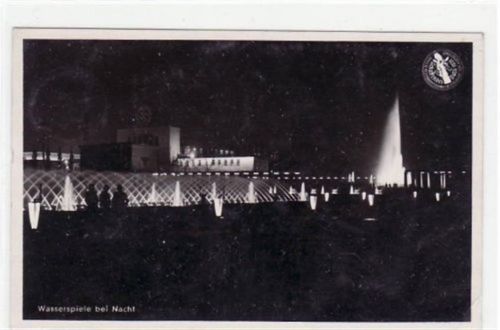 Düsseldorf Düsseldorfer Ausstellung Schaffendes Volk 1937, Wasserspiele bei Nacht gelaufen, mit Marke und Stempel von 1937. Leichter Stempeldurchdruck, kleiner Knick unten rechts, sonst gut erhalten