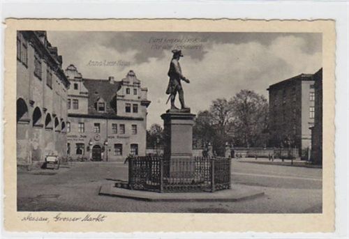 Dessau Dessau mit Grossem Markt, Fürst Leopold Denkmal und Anna-Liese-Haus gelaufen von 1936. Gut erhalten.
