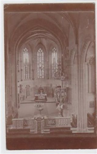 Königsberg in Franken mit Kirche, Innenansicht gelaufen, mit Marke und Stempel von 1913. Leicht bügig, leicht fleckig, sonst gut erhalten
