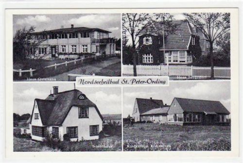 St. Peter-Ording St. Peter - Ording, 4 Abbildungen mit Isandhaus gelaufen, mit Marke und Stempel, Datum nicht lesbar. Gute Erhaltung.