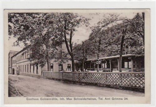 Golzermühle bei Grimma mit Gasthaus gelaufen von 1934. Gute Erhaltung.