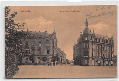 Saarlouis Saarlouis. ein Blick auf die neue Lisdorfer Straße. Karte beschrieben Handschriftliches Datum von 1918. Gute Erhaltung.