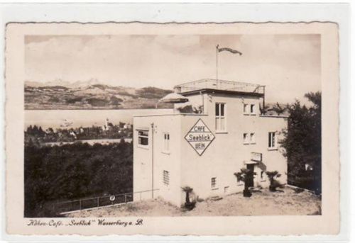Fotokarte von Wasserburg am Bodensee. Höhen-Cafe Seeblick gelaufen 1935. Top Erhaltung.