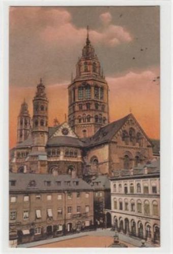 Mainz Mainz. Dom vom Leichhof aus gesehen gelaufen, 1910. Leichte Stempelspuren, sonst gut erhalten