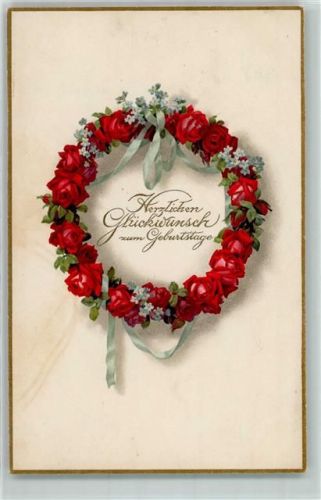 Meissner u. Buch Serie 2251 Rosenkranz Geburstag AK