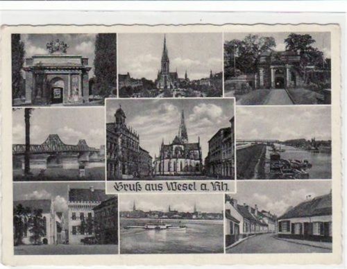 Wesel Wesel mit 9 Abbildungen gelaufen, mit Marke und Stempel von 1952 kleiner Knick oben und unten links, sonst gut erhalten