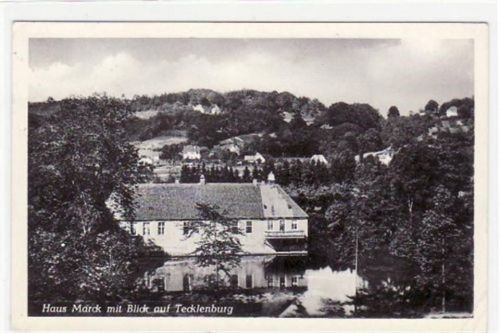 Tecklenburg mit Haus Marck gelaufen, mit Marke und Stempel von 1954 kleiner Knick unten rechts, sonst gut erhalten