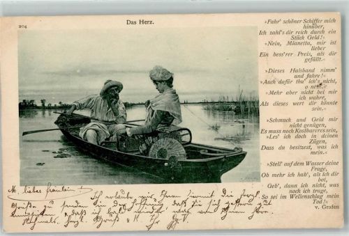 1900 Fährmann Gedicht v. Grafen Das Herz Poesie / Liebe AK
